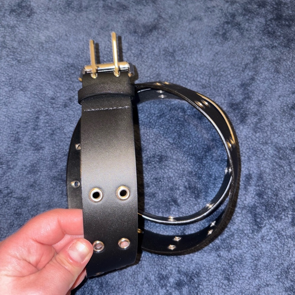 H&M Black Belt with Silver Buckle